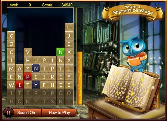 A word game inspired by Tetris and Bejeweled