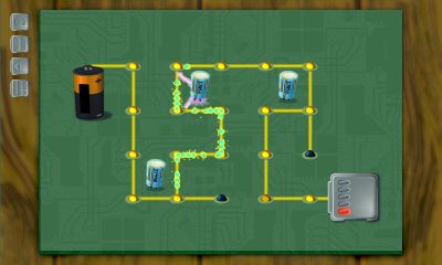 Circuit board simulating puzzle game