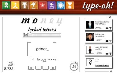 An action-arcade typing puzzle game for Facebook